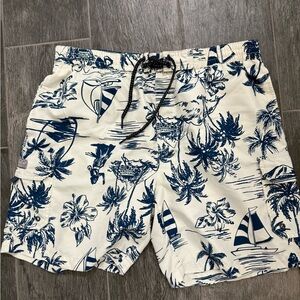 Caribbean Joe Blue and White Swim Trunks